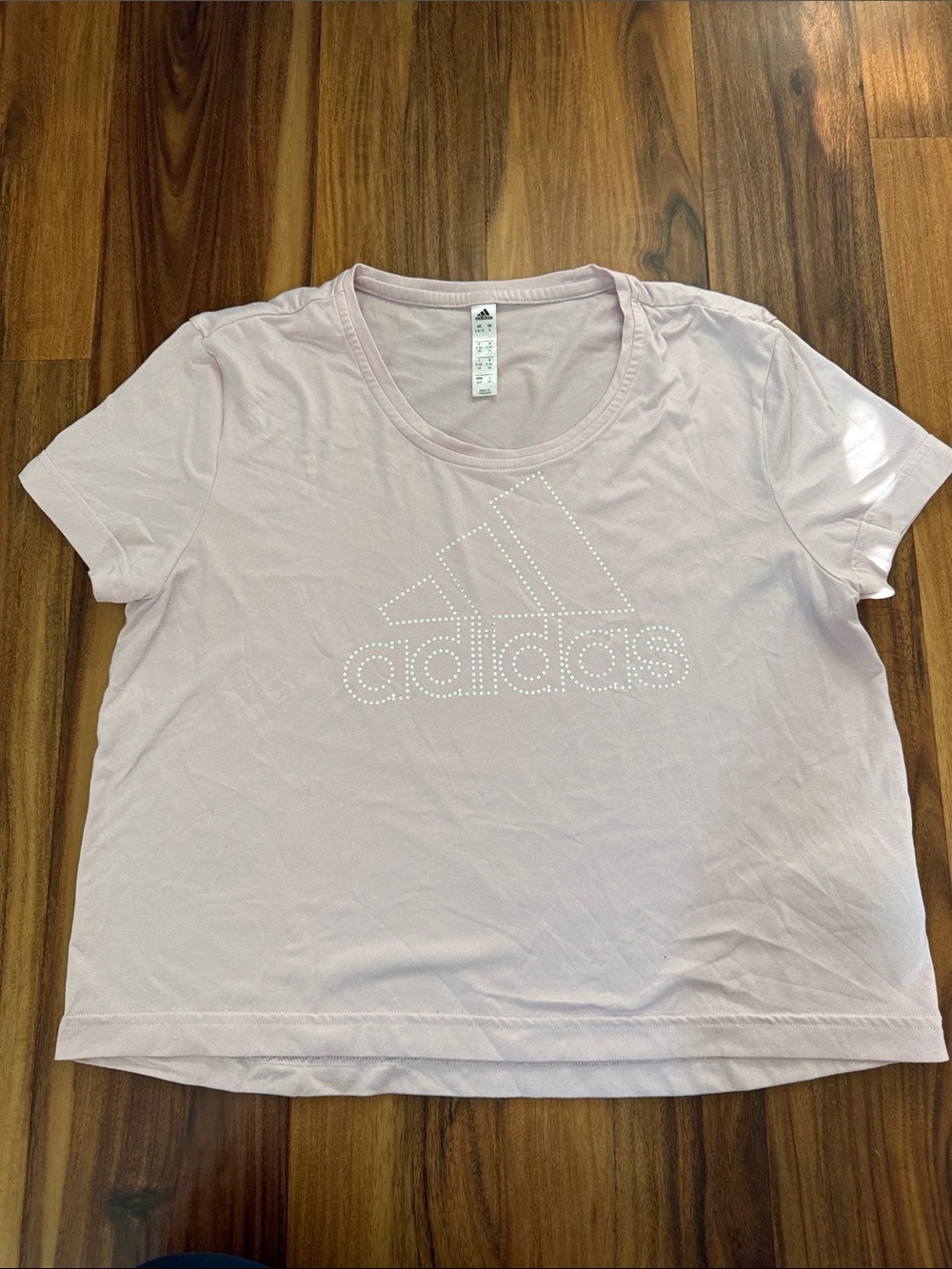adidas Women's Pale Pink Logo Short Sleeve Tee